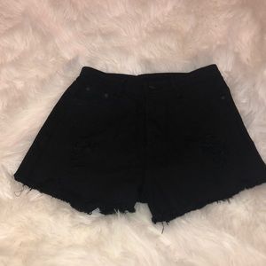 Black ripped Jean shorts